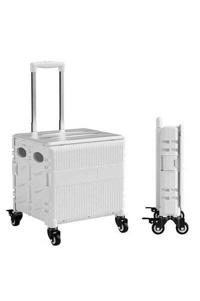 COOYA Folding Storage Trolley, Movable Wheels, 65l Large Capacity, 42x50cm, Suitable for Camping Indoor