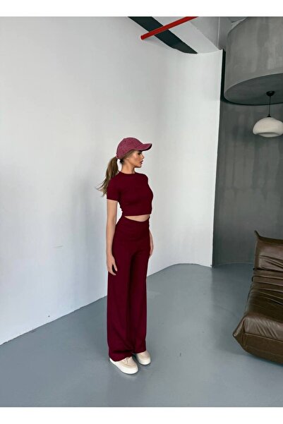 moda poni Set pantaloni crop din țesătură modal