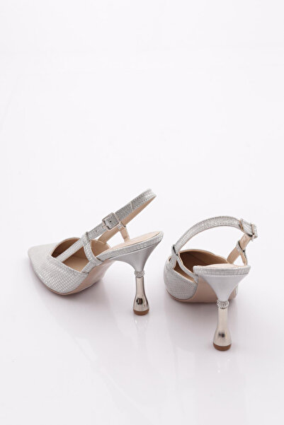 DGN Kadın Sivri Burun Topuklu Ayakkabı Gümüş 61323534