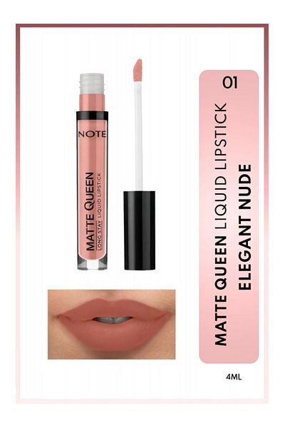 NOTE Ruj Matte Queen Ruj Lichid Mat Rezistent - 01 Elegant Nude - Nud