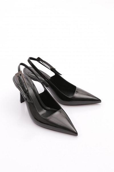 DGN Pantofi de dama cu toc inalt din piele lacuita neagra 81933236