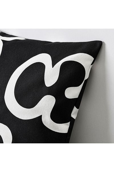 IKEA κάλυμμα μαξιλαριού, λευκό-μαύρο, 50x50 cm