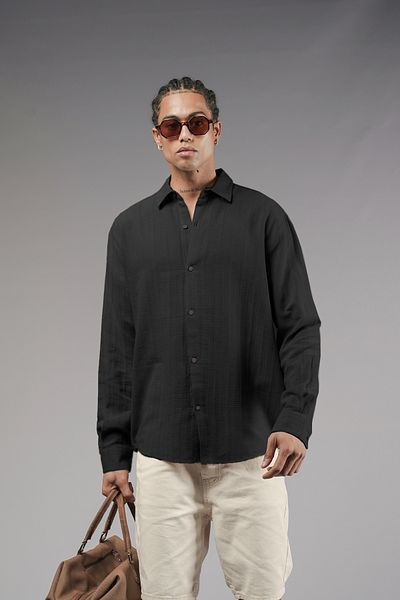 Butik TREND WE Πουκάμισο γιακά Βαμβακερό λινό ύφασμα κανονική εφαρμογή Ανδρικό πουκάμισο