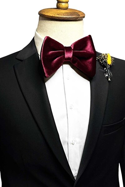 Kravatkolik Bordo Lüks Büyük Kadife Papyon P1899