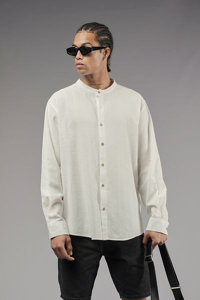 Butik TREND WE Judge Collar Βαμβακερό λινό ύφασμα κανονικό ανδρικό πουκάμισο