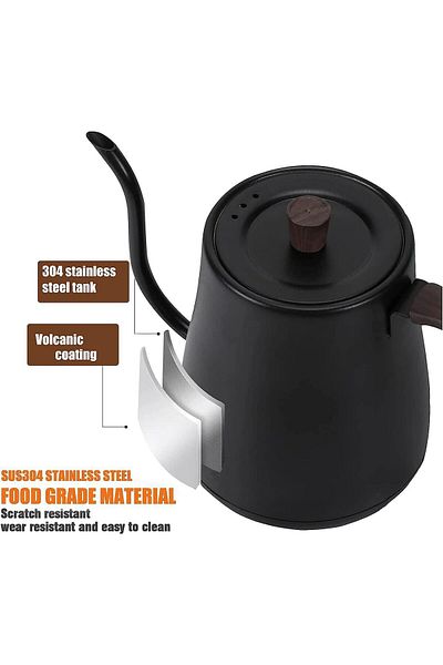 COOYA Electric Kettle,anti-scald Handles,0.8l Stainless Steel For Brew Coffee Tea,1000w,wood Grain Black