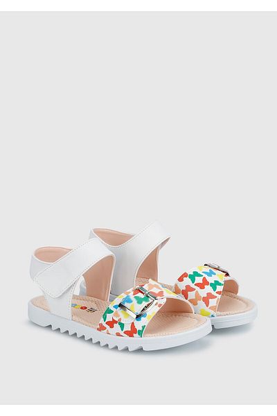 Kiddo White Flat Sandals for Girls