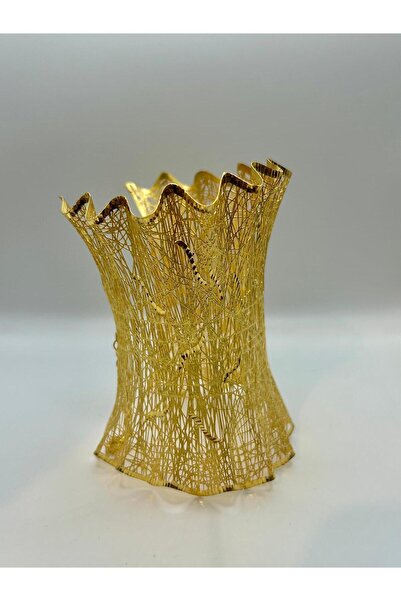 NYR Gold Silver 22 Ayar Altın Kaplama Desenli Tül Bilezik 925 Ayar Gümüş