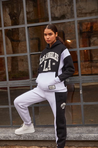 Park Karon Жіночий чорний принт Деталь Кенгуру Кишеня Шардоне Комплект