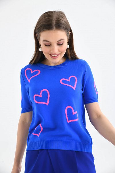 Park Karon Γυναικείο πουλόβερ Saks Color Heart με λεπτομέρειες