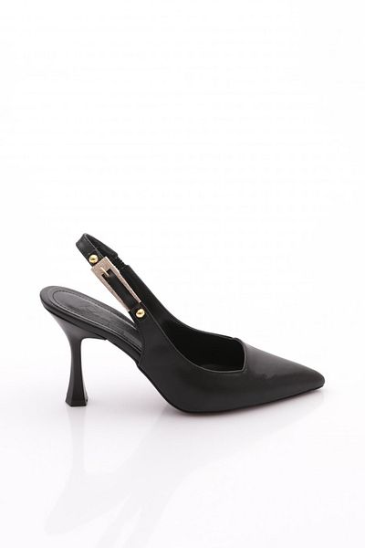 DGN Pantofi cu toc pentru femei cu vârf ascuțit, negri 61583534