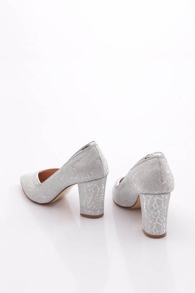 DGN Kadın Topuklu Ayakkabı Gümüş Desenli 2169102621