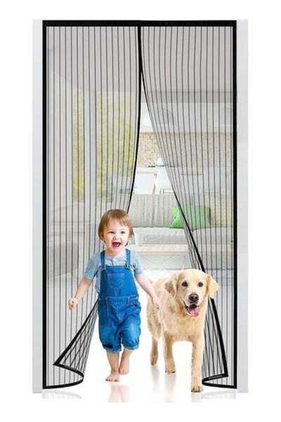 HALAMODO أبواب شبكية متينة بإغلاق مغناطيسي مع مغناطيس متعدد الألوان 100×210 سم