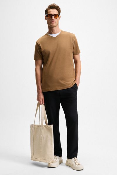 GRIMELANGE Khorn Men's Relaxed Lace-Up Regular Leg Black Trousers