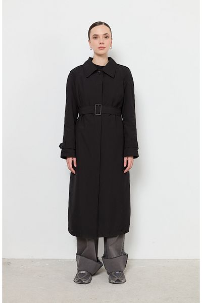 Fatma Atasoy Single Breasted Black Trench Coat