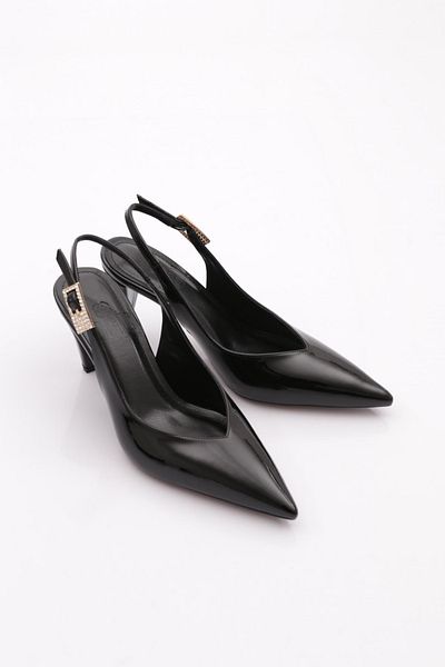 DGN Pantofi de dama cu toc inalt din piele lacuita neagra 93821085