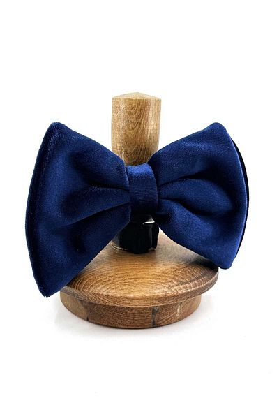 Kravatkolik Luxury Large Velvet Navy Blue Bow Tie - P1900
