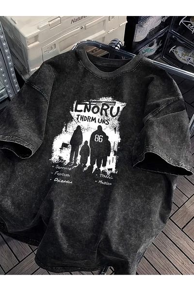 Touz Moda Vintage 86 Family Printed Oversize Vintage T-Shirt