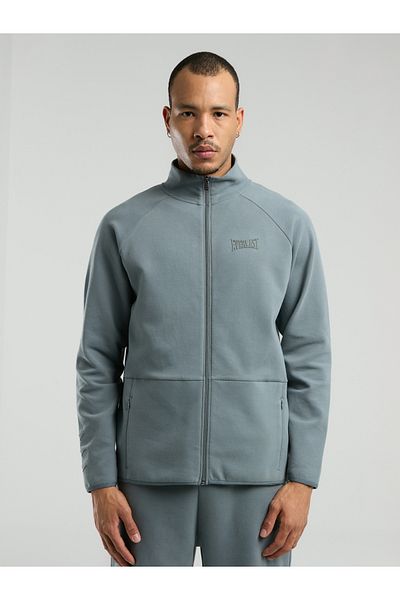 EVERLAST Ever Relaxed Regular γκρι ανδρικό φούτερ με ψηλό γιακά με φερμουάρ