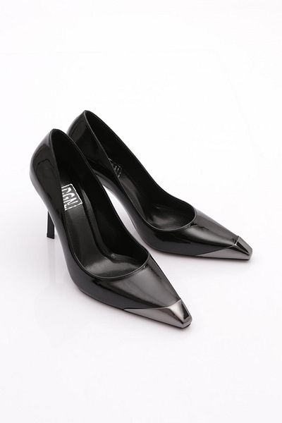DGN Pantofi de dama cu toc inalt din piele lacuita neagra 88142859