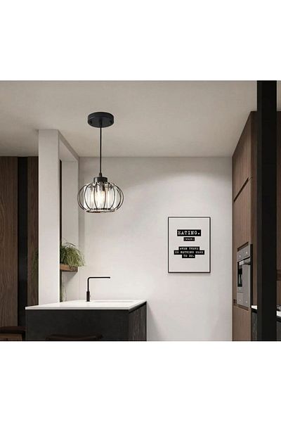 MİNAYS Modern Luxury Crystal Stone Black Single Chandelier