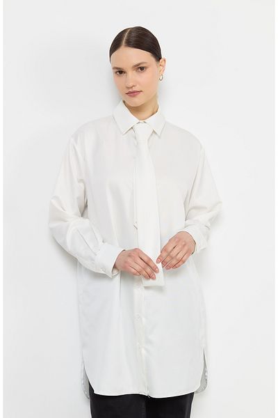 Fatma Atasoy Ecru Shirt with Tie