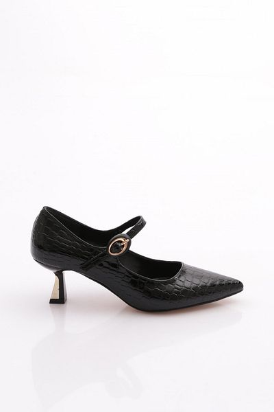 DGN Pantofi de damă cu toc înalt Black Croco 216122621