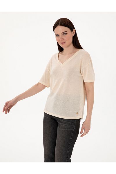 Pierre Cardin تي شيرت كريمي مريح 50301492 -VR071
