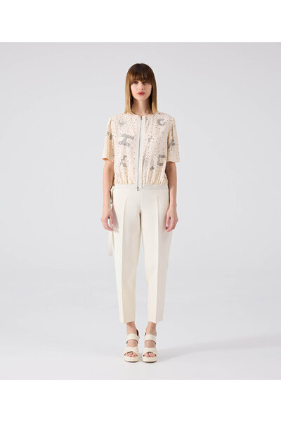 Machka Hotfix baskılı ayarlanabilir büzgülü bluz