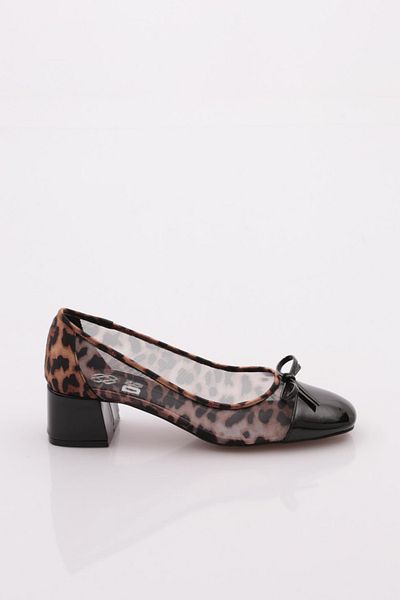 DGN Pantofi de damă cu toc înalt din piele neagră leopard 6662535