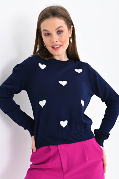 Park Karon Велосипедний комір з серцевим візерунком, трикотажний светр