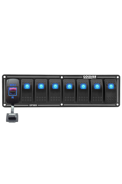 Somay Store 7 Anahtarlı Switch Panel Slim Model Usb 3.0 Type-C Soketli Mavi I...