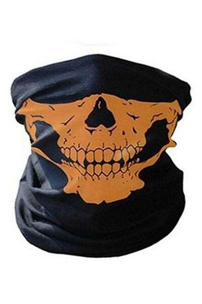 HALAMODO Skull Pattern Face Mask Headband Motorcycle Headwear Multi-Functional Scarf Neck Warmer Dust-Proof M