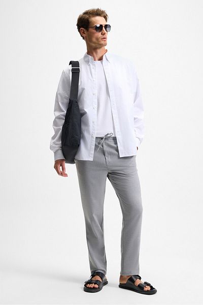 GRIMELANGE Khorn Men's Relaxed Lace-Up Regular Leg Light Gray Trousers