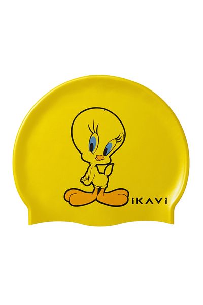 İKAVİ Tweety Printed Silicone Swimming Cap
