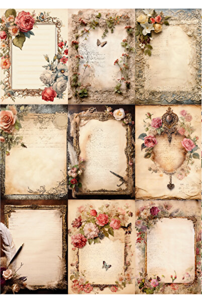 Hiras Dizayn 18Adet 10x14cm Mektup Kağıdı Tarz Vintage Eskitme Scrapbook Kağı...