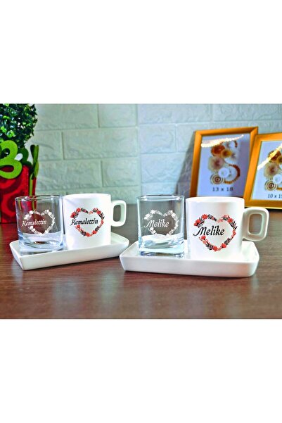 hediyekralı Sevgiliye Özel İsim Baskılı Kahve Bardağı Seti