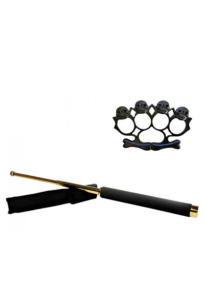 Depox Sada teleskopických holí 65 cm, zlatá a černá, krabička s rozetou lebky