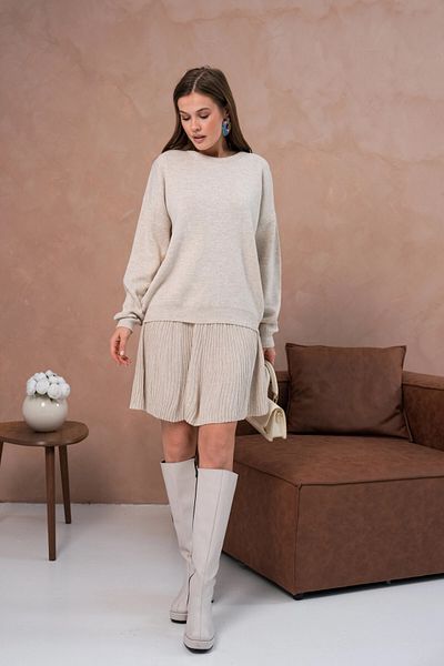 Park Karon Women's Crew Neck Sweater Skirt Double Set