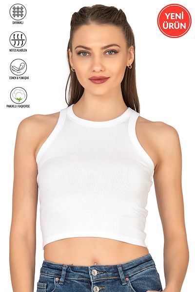 ÖZKAN underwear Καμισόλ Κορδόνι Καπίστρι λαιμόκοψη, Crop Tank Bustier με ελαστικό και θετικό Wisdom