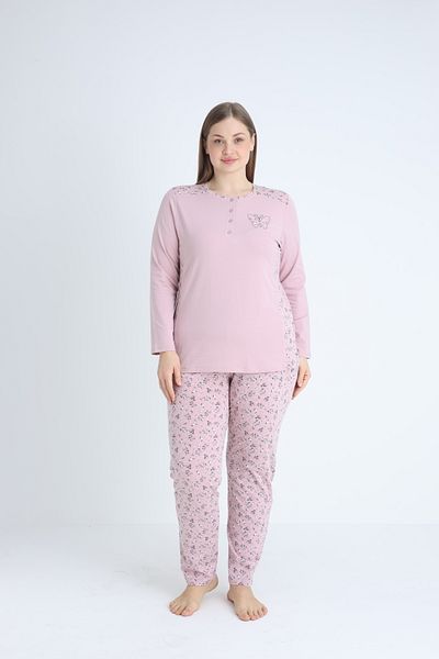 Cotpark Women's Plus Size 100% Cotton Long Sleeve Pajamas Set 30446