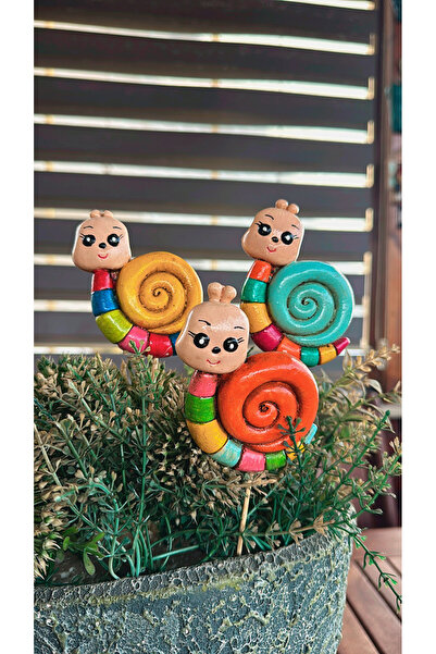 NurMood Art Decoration Üçlü Renkli Salyangoz Saksı Süsü El Yapımı Hobi Harcı ...