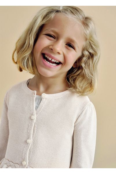 MAYORAL 04-10 Years Old Girl Mayoral Beige Knitted Cardigan