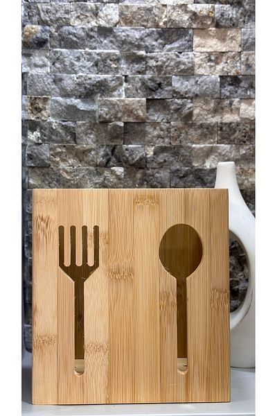ARİN MODA Arin Homteksden Bambu 2 Compartment Square Fork Knife Spoon Organized Measures G-10 D-15 Y-16
