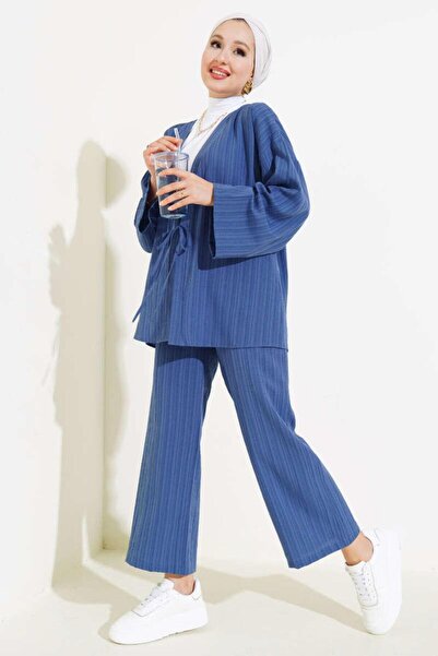 YILMAZBARMAZ γυναικείο λινό κορδόνι διπλό κοστούμι