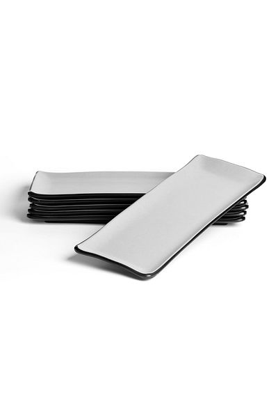 mastergold 6 Piece Melamine Rectangular Serving Plates (29.5 * 12.5cm) | for Appetizer, Seafood & Salad Plates
