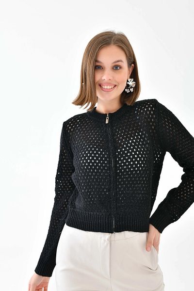 Park Karon Πλεκτό πουλόβερ με διάτρητο φερμουάρ Crew Neck