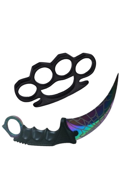 Depox Sada na sebeobranu a nůž Karambit, 18,5 cm IdeallStore, nerezová ocel