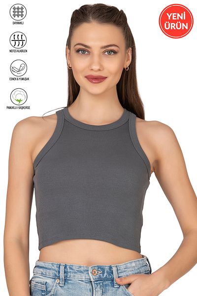 ÖZKAN underwear Ребрена яка с халтер, еластичен и къс потник Wise Positive