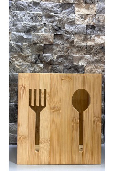 ARİN MODA Arin Homteksden Bambu 2 Compartment Square Fork Knife Spoon Organized Measures G-10 D-15 Y-16